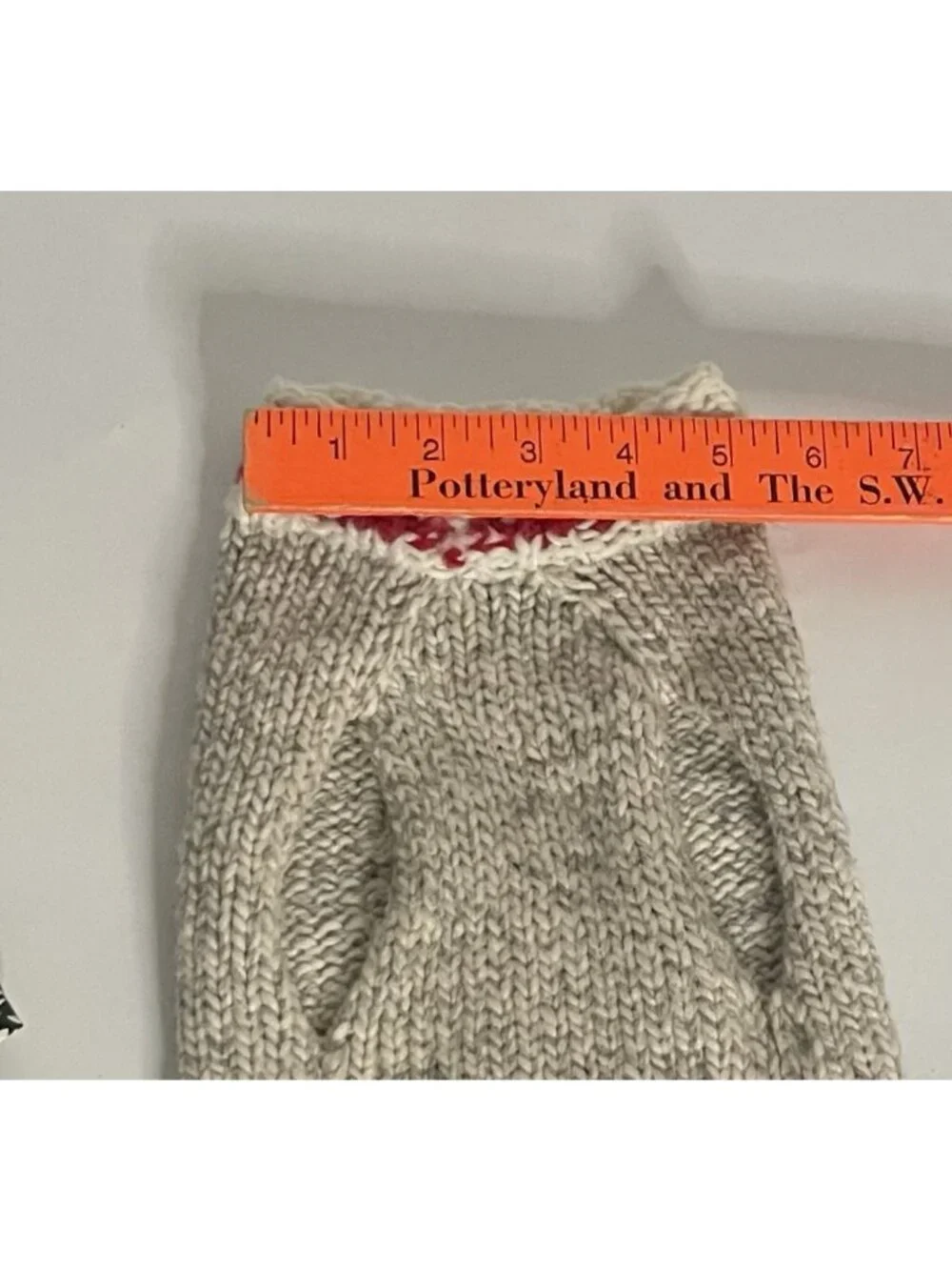 Chilly Dog Squirrel Patrol 100% Wool Hand Knit Dog Sweater Gray Red 14